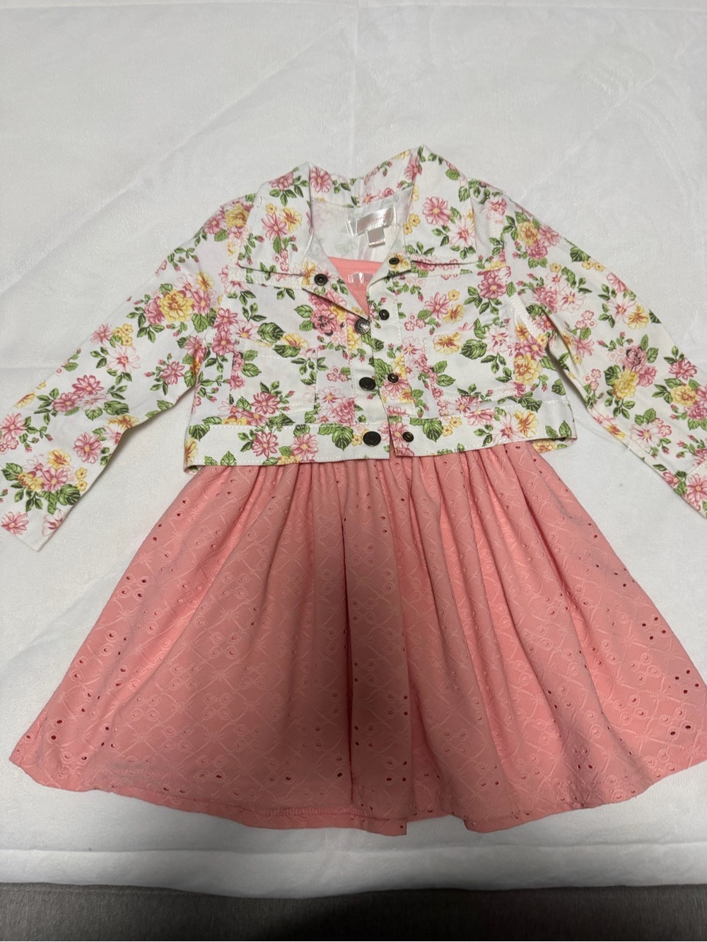 Nannette Pink Eyelet Dress with Floral Jacket